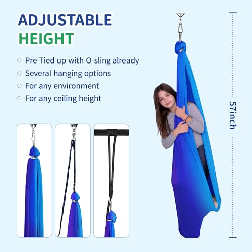 OUTREE Double Layer Therapy Swing with 360 Swivel Hanger, Healing & Relaxing Cuddle Swing for Kids and Adults with Autism, ADHD, Sensory Processing Disorder (Blue-Purple Gradient) - color: Blue-purple Gradient