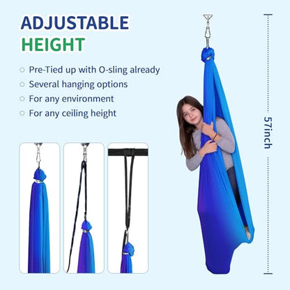 OUTREE Double Layer Therapy Swing with 360 Swivel Hanger, Healing & Relaxing Cuddle Swing for Kids and Adults with Autism, ADHD, Sensory Processing Disorder (Blue-Purple Gradient) - color: Blue-purple Gradient
