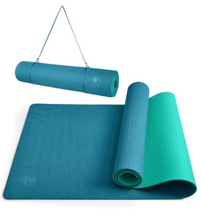 IUGA Yoga Mat Thick Non Slip Anti-tear Pilates Mat Eco Friendly Hot Yoga Mats for Workout & Exercise(72"x 24"x 6mm) - color: Ocean