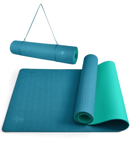 IUGA Yoga Mat Thick Non Slip Anti-tear Pilates Mat Eco Friendly Hot Yoga Mats for Workout & Exercise(72"x 24"x 6mm) - color: Ocean