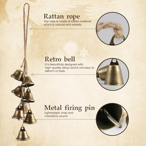 2 Pack Witch Bells Protection for Door Knob Outdoor Bells Hanging Wind Chimes Witchy Things Clear Negative Energy Witch Bells Set Wiccan Bell Witchy Gifts(Classic) - color: Classic