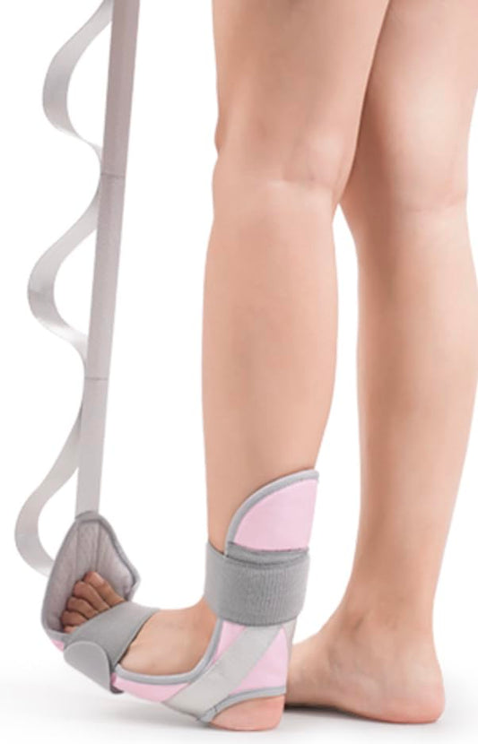 lefeke Foot and Calf Fascia Stretcher for Plantar Fasciitis, Achilles Tendonitis, Yoga Straps for Stretching, Adjustable Stretch Strap for Foot Leg Thigh (Pink