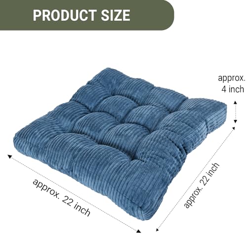 Meditation Floor Pillow Set of 2,Memory Foam Meditation Floor Cushions for Adults Sitting, Large Square Thickened Seat Cushion for Yoga, Tatami Living Room (2, Navy) - color: Navy