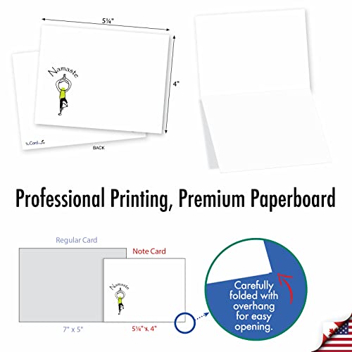 The Best Card Company - 10 Blank Yoga Note Cards (4x 5.12 Inch) - Boxed Notecards with Envelopes, Cute Animal Cards, Zen Assortment - Namaste Notes M3963 - style: Namaste Notes