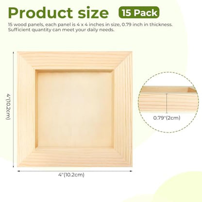 FSWCCK 15 Pack 4 x 4 inch Wood Panel Boards, Unfinished Wood Canvas Panels for Crafts, Painting Canvas, DIY Art Projects, Pouring, Arts Use with Oils, Acrylics - size: 4"X 4" 15 Pack