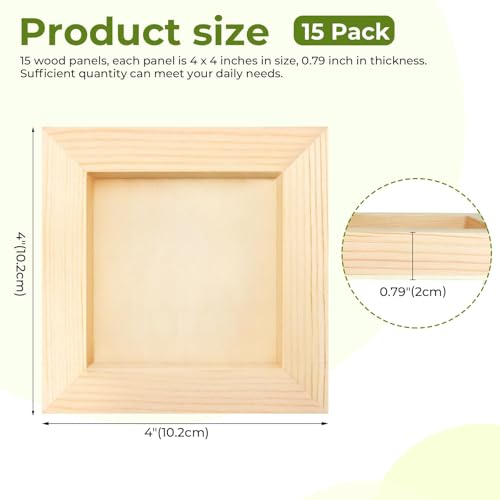 FSWCCK 15 Pack 4 x 4 inch Wood Panel Boards, Unfinished Wood Canvas Panels for Crafts, Painting Canvas, DIY Art Projects, Pouring, Arts Use with Oils, Acrylics - size: 4"X 4" 15 Pack