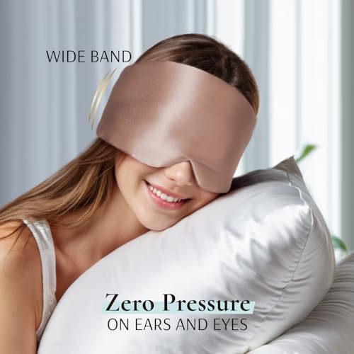 Zenssia 100% Mulberry Silk Sleep Mask Eye Mask for Men and Women, Taupe - color: Taupe