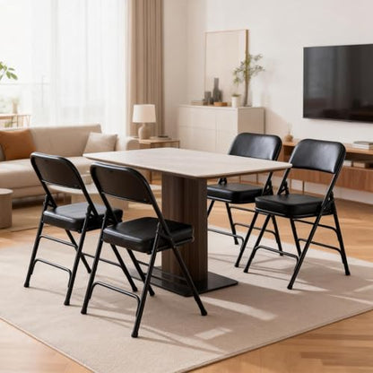Padded Folding Chairs with Thick Cushion, 2 Pack Black - color: Black 2 Pack