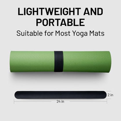 Slim Panda Yoga Mat Strap Slap Band, One Snap Keeps Mats Tightly Rolled, Heavy-Duty Clasp Fits Most Size Mats(24" L X 2" W) - color: Black