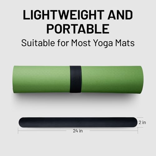 Slim Panda Yoga Mat Strap Slap Band, One Snap Keeps Mats Tightly Rolled, Heavy-Duty Clasp Fits Most Size Mats(24" L X 2" W) - color: Black