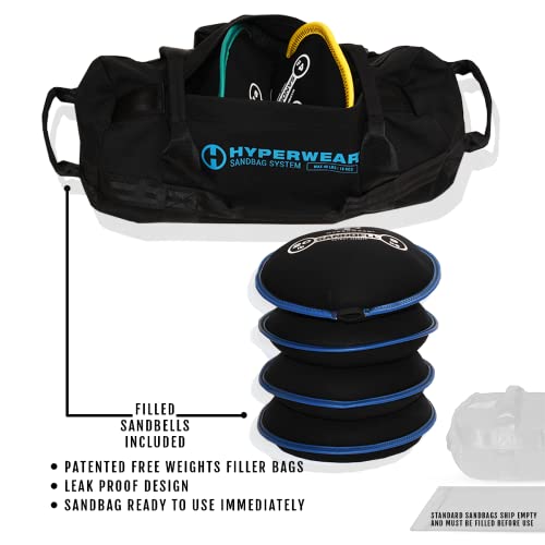 HYPERWEAR Adjustable Sandbag System, Heavy-Duty with Handles & Pre-Filled SandBell Filler Sandbags (25, 40, 80, 160 lbs) - color: XS 25 lbs Standard 2 Sandbells - Green, size: 25 lb Standard (2 x 12 lb SandBells)