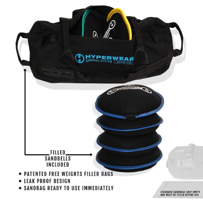 HYPERWEAR Adjustable Sandbag System, Heavy-Duty with Handles & Pre-Filled SandBell Filler Sandbags (25, 40, 80, 160 lbs) - color: XS 25 lbs Standard 2 Sandbells - Green, size: 25 lb Standard (2 x 12 lb SandBells)
