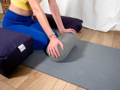 Pranayama Yoga Bolster Meditation Pillow - color: Grey, size: Cylindrical 14" x 6"
