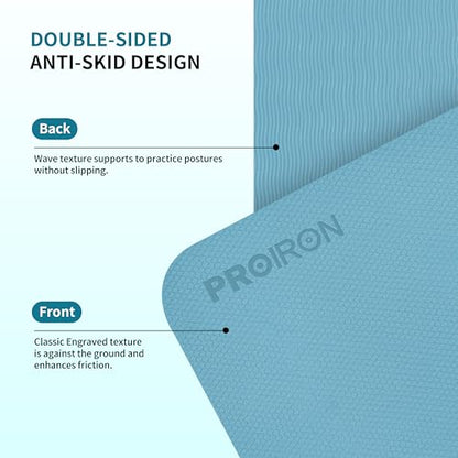 PROIRON Foldable Yoga Mat 0.24"/0.16" for Home Workout & Travel, Non Slip Travel Yoga Mats with Carry Bag, Packable Yoga Mat for Home Gym, Pilates, Fitness,Stretching - color: (0.24" TPE) Turquoise