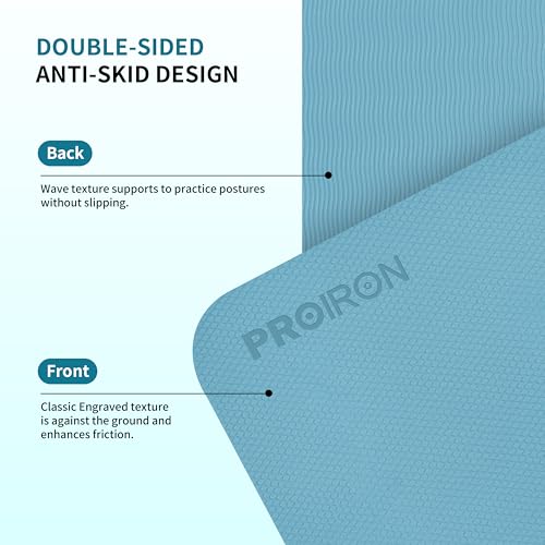 PROIRON Foldable Yoga Mat 0.24"/0.16" for Home Workout & Travel, Non Slip Travel Yoga Mats with Carry Bag, Packable Yoga Mat for Home Gym, Pilates, Fitness,Stretching - color: (0.24" TPE) Turquoise