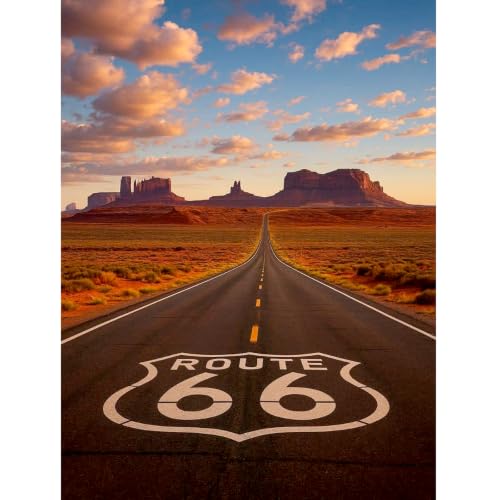 Route 66 5D Diamond Art Kit for Adults Full Drill Canvas Wall Decor | 12x16 Inch Round Diamonds Full Drill Gem Art Kit, DIY Home Wall Art Decor, Relaxing Hobby for Adults Beginner-Friendly - color: QD160