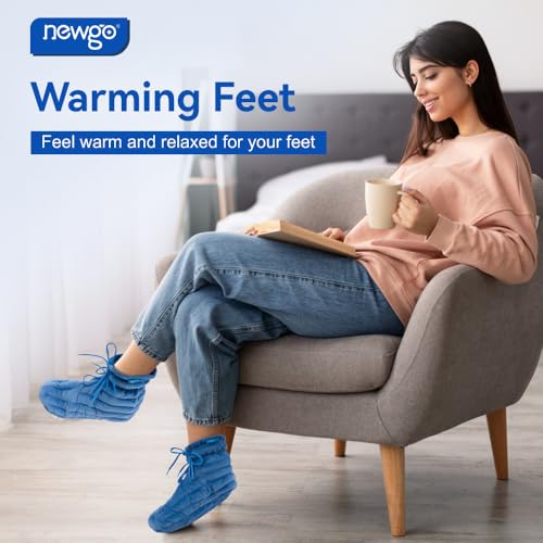 NEWGO Bundle of Microwave Heating Pad for Face and Microwave Booties Wrap Blue