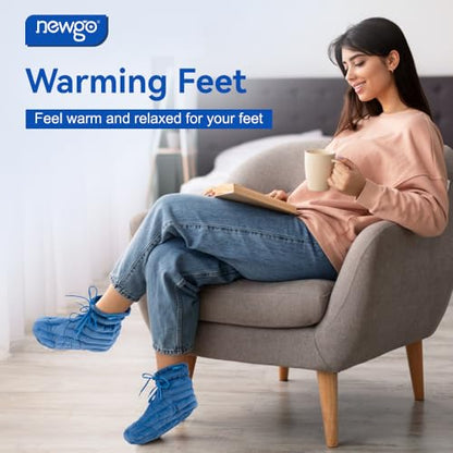 NEWGO Bundle of Microwave Heating Pad for Face and Microwave Booties Wrap Blue