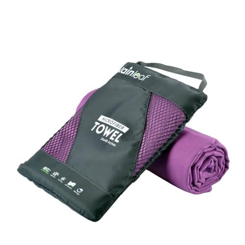 Rainleaf Microfiber Towel Quick Dry Camping & Travel & Gym Towel. Compact | Super Absorbent, Lightweight, Fast Drying. Suitable for Beach, Bath, Backpacking, Hiking, Swim. - color: Purple, size: 60.00" x 30.00"