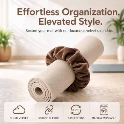 Yoga Mat Scrunchie - Holds Your Yoga Mat in Style - Durable & Elasticity Fabric - Fits All Standard Yoga Mats - color: Brown
