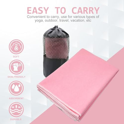 Eunzel Hot Yoga Towel - Microfiber Non Slip Yoga Mat Towel with Grip Dot Sweat Absorbent Towel for Hot Yoga, Pilates and Fitness 72" x 24", Pink/White - color: Pink/White