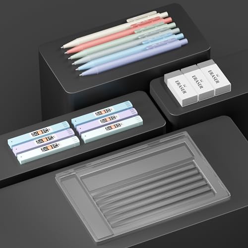 Mr. Pen- Pastel Mechanical Pencil Set with Lead Refills & Erasers, 6 Pack | 2 Sizes, 0.5 & 0.7mm, 6x Tubes HB & 2B Lead Refill, 3x Erasers for School Supplies, Note Taking, Drawing, Sketching, Office