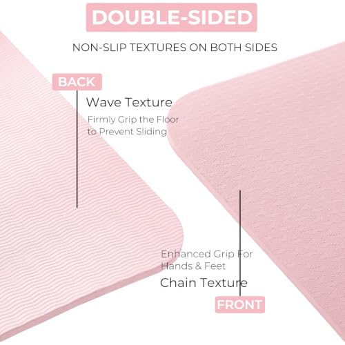 Yoga Mat 72''x24''/35''(8mm/10mm) for Beginners, Thick and Wide Yoga Mat with Carrying Strap for Pilates, Stretching and Home Workout - color: Pink, size: 72*35*0.4inch
