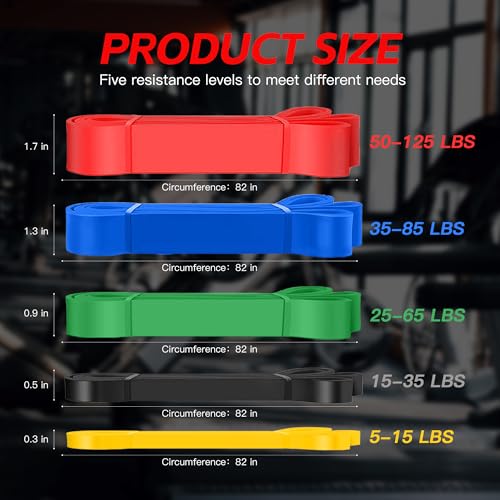 Pull Up Bands, Resistance Bands Set, Exercise Workout Bands for Men & Women, Ideal for Body Stretching, Physical Therapy and Muscle Training - color: Colorful