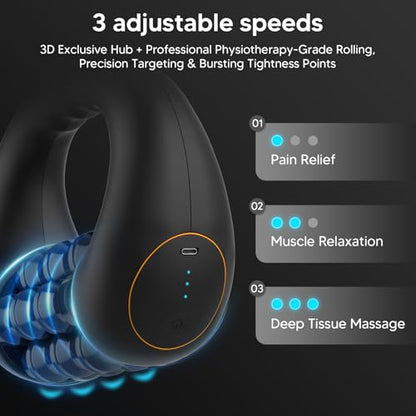 Electronic Rolling Body Massager, Handheld Deep Tissue Muscle Massager with 3 Adjustable Speeds, for Foot and Leg, Home, Office and Sports Use