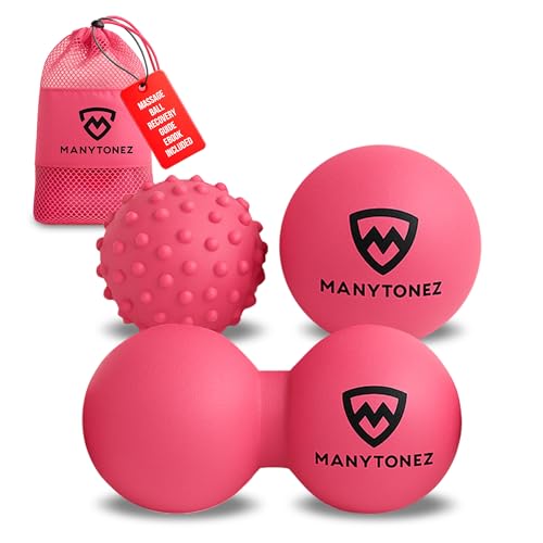 Hard Massage Ball Set - Lacrosse, Peanut, Spiky Ball (Medium Firm) with Carry Bag & eBook Guides - for Trigger Point, Muscle Physical Therapy, Myofascial Release, Deep Tissue Pressure