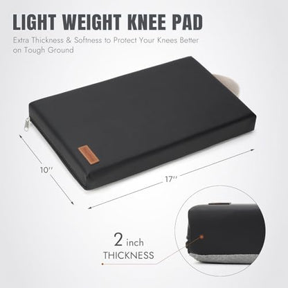 HappyPicnic Waterproof Garden Kneeling Pad, 2in Thick, Black, 1 Pack | Soft High-density Foam knee Support, with Handle, Easy to Clean, Non-slip, for Gardening, Yoga, Prayer, Housework, Exercise - color: Black