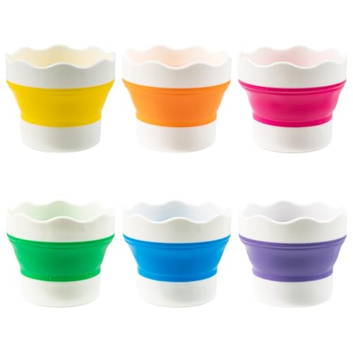 6 PCS Collapsible Paint Cup, Paint Brush Cleaner Rinse Cup, Colorful Silicone Portable Foldable Paint Bucket for Watercolor Oil Painting - color: 6 Colors