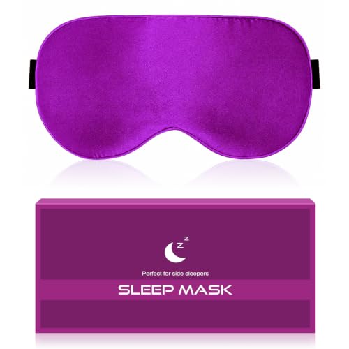Silk Sleep Mask for Women - Soft Breathable Organic Natural Mulberry Silk Fabric Total Blackout Lightproof Eye Mask for Sleeping with Adjustable Straps for Travel Office Daily Nap and Gifts (Rose Red) - color: Rose Red
