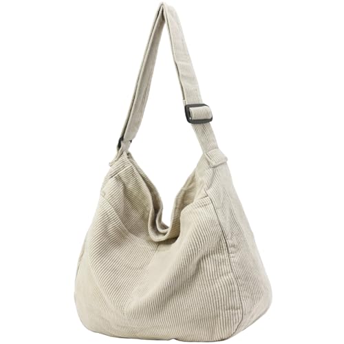 Canvas Tote Bag Casual Hobo Crossbody Shoulder Bag for Women and Men Large Purse Messenger Bag Travel Work - color: 2-white