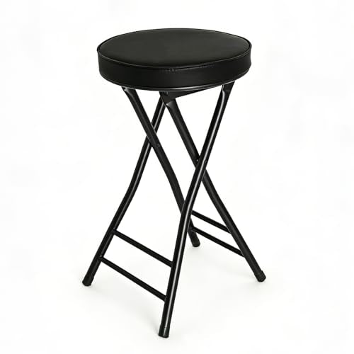 Folding Stool,24 Inch Foldable Portable Height Bar Stools Chair - color: Black, size: 24"X1PCS