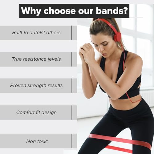 Resistance Bands for Working Out (Set of 5) – Elastic Bands for Exercise & Physical Therapy – Loop Resistance Bands for Glutes, Home Workouts, Yoga, Pilates, Stretching & Legs - style: Latex