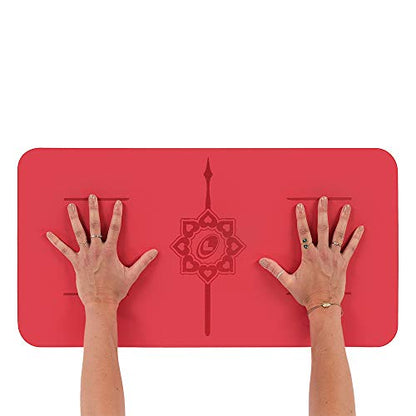 Liforme Yoga Pad - Revolutionary Alignment System, Advanced Non-Slip Grip | Eco-friendly, Non-Toxic, Sweat-Resistant, 4.2mm thick pad for knee, elbow and hand support during Yoga, Free Yoga Bag - color: Red