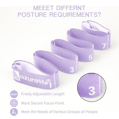 A AZURELIFE Elastic Yoga Stretching Strap, Multi-Loop Stretch Strap for Physical Therapy, Pilates, Yoga, Dance & Gymnastics Exercise and Flexible Pilates Stretch Band - color: Elastic-Purple
