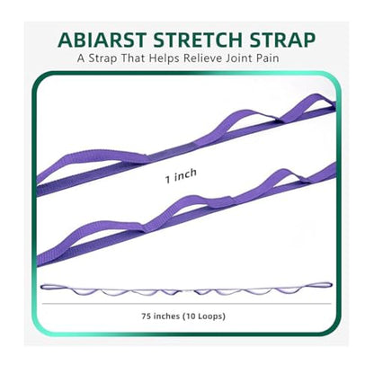 Yoga Strap Stretching Strap 10 Loops Non-Elastic Exercise Strap for Pilates, Dance Exercise Training Multi-Loop Stretching Band - color: Purple