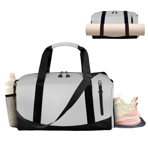 Yoga Mat Bag, Gym Workout Bag with Water Bottle Pocket, Pilates Bag for Women with Wet & Dry Pocket, Yoga Bags and Carriers Fits All Your Stuff, Yoga Tote Bag for Sports Travel Office - color: Grey