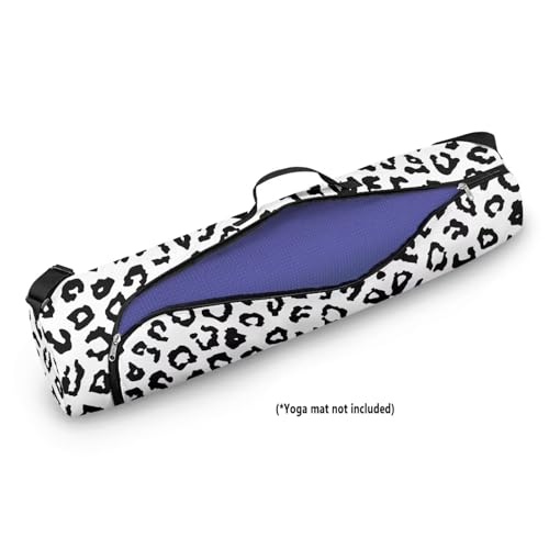 Yoga Mat Bags for Women Lightweight Gym Bag with Strap Full Zip Yoga Accessories - color: Leopard Print White