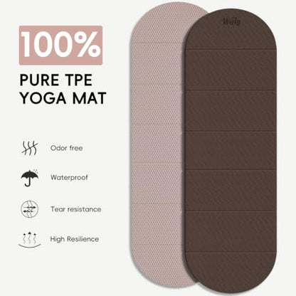 WeiLa Foldable Yoga Mat,10mm Extra Thick,Extra Long (75"x26") for Women&Men - color: Brown &Bamboo Cream