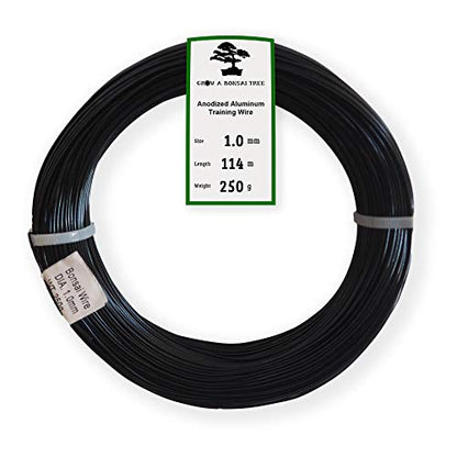 Anodized Aluminum 1.0mm Bonsai Training Wire 250g Large Roll (375 feet) - Choose Your Size and Color (1.0mm, Black) - color: Black, size: 1.0mm