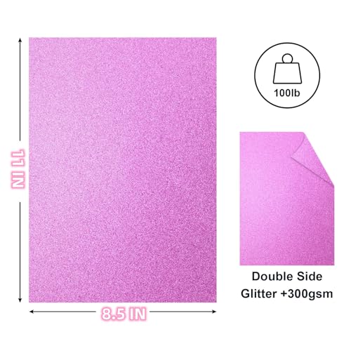 Double Sided Colorful Glitter Cardstock Paper 100 lb Heavy 30 Colors 8.5x11 Inch 300gsm Thick Pastel Sparkly Card Stock for Cricut Card Making Paper Crafting - size: 8.5 X 11 INCH