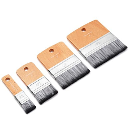 4pcs Flat Paddle Paint Brush Set, Fuumuui Scale Brushes, Large Paint Brush, Wide Flat Paint Brushes with Short Handle for Oil and Acrylic Paints(1'', 2'', 3'', 4'') - color: Birch-4pcs