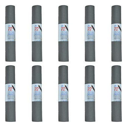 Bulk Yoga Mats, 10 Pack, 4mm Thick, 68x24in | Bulk Non Slip Exercise Mats for Workout, Stretching, Fitness - Wholesale Non Toxic Gym Mats for Home, Schools and Studios - color: Gray