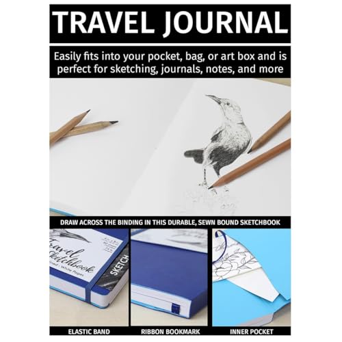 Pro Art Premier Sketch Book Travel 6"x 4" White 74lb Royal Blue 80 Sheets, Sketch Book, Sketchbook, Drawing Pad, Pad, Drawing Paper, Art Book, Paper, Sketchbook for - color: 4x6 Royal Blue