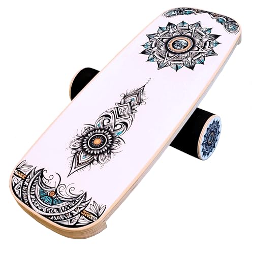 Kiin Balance Board Trainer, adjustable stoppers – Indo Board, Balancing Board for Surfing, Core Training, Wobble Board for Skateboarding, Surfing, Skating, Yoga and Fitness. - color: WhiteYoga
