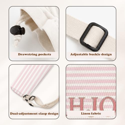 Pink and White Striped Mahjong Mat Bag with Adjustable Straps | Art Deco Pink Lines Drawstring Mahjong Mat Carrying Bag Canvas Storage for Board Games Yoga Mats (Bag Only) - color: Pink and White Striped