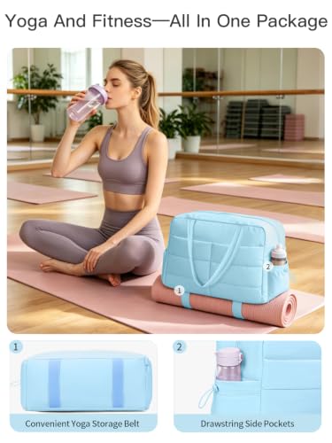 Gitus Travel Duffle Bag for Women Puffer Weekender Bags Carry on Gym Bag - color: Icing Blue